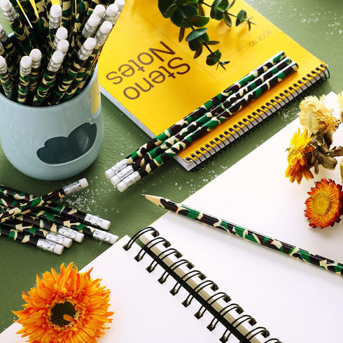 Chivao 50 Pack Camouflage Tactical Pencils, Camo Party Favors, Army Decorations for Teachers School Supplies