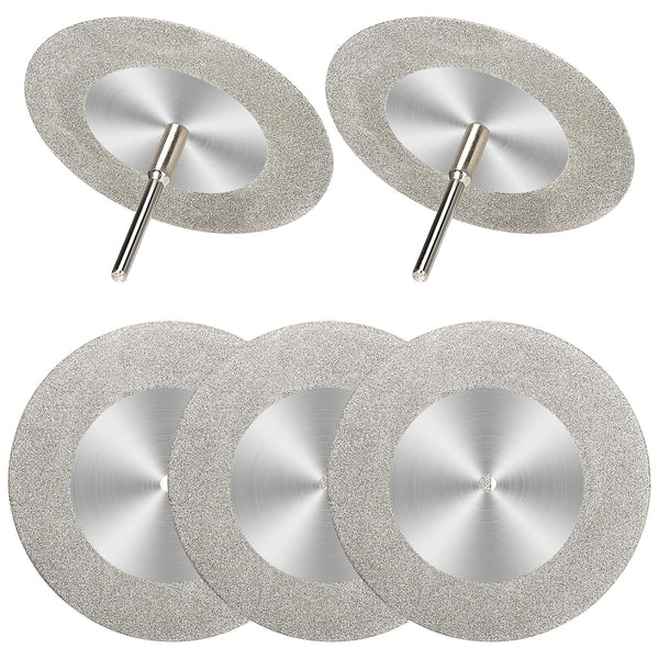 5Pcs 60mm Diamond Cutting Disc Cut Off Wheels with 5Pcs Mandrel 1/8'' Shank for Rotary Tool Drill Attachment