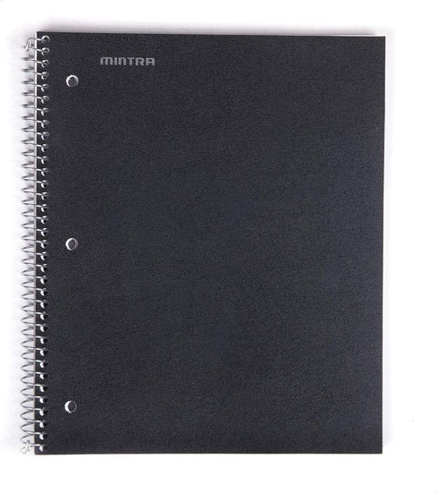 Mintra Office Durable Spiral Notebooks, 1 Subject, (Black, College Ruled 3 Pack), 100 Sheets, Poly Pocket, Moisture Resistant Cover, Strong Chipboard back, For School, Office, Business,