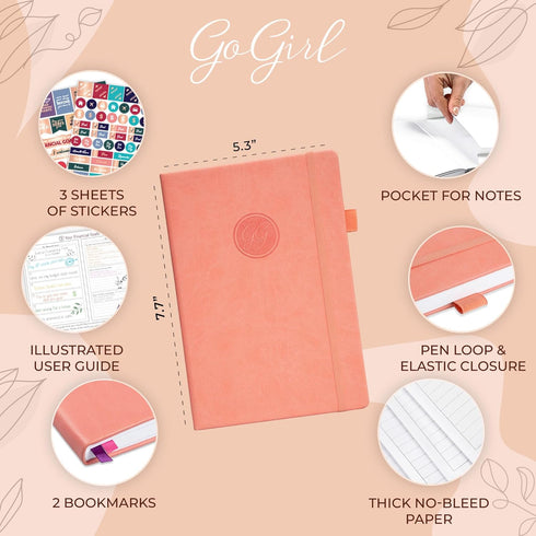 GoGirl Budget Planner, Monthly Financial Organizer Budget Book, Expense Tracker Notebook Journal (Peach Pink)