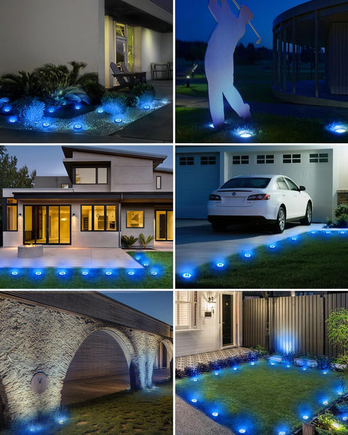 4 Pack 8 IP65 btfarm Solar Lights Outdoor, LED Solar Ground Lights Waterproof Flat Solar Disc Light, Pathway Lights