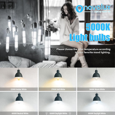 8.9IN Bulbs E26 6W 800LM 5000K T10 T9 Bulbs Dimmable, 120V 80 Bulb, 2Pack LED Light Base, Daylight White Vintage Edison