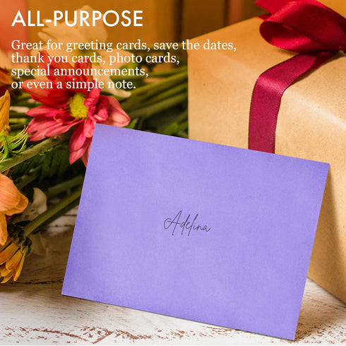 Invitation Envelopes, 100-Pack 5x7 Envelopes, A7 Envelopes for Invitations, Purple, 5 1/4 x 7 1/4 Inches