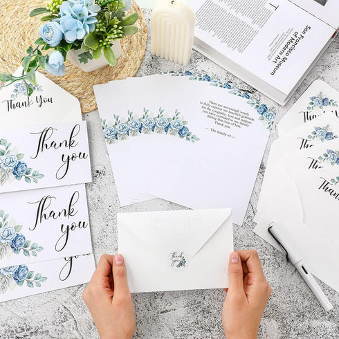 50 Set Fumete Funeral Thank You Cards with Envelopes and Stickers Thank You Sympathy Cards with Meaningful Message