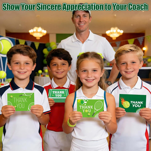 72pcs 4x6in TICIAGA Tennis Thank You Card with Envelopes and Stickers for Kids, Sporty Greeting Card for Friends