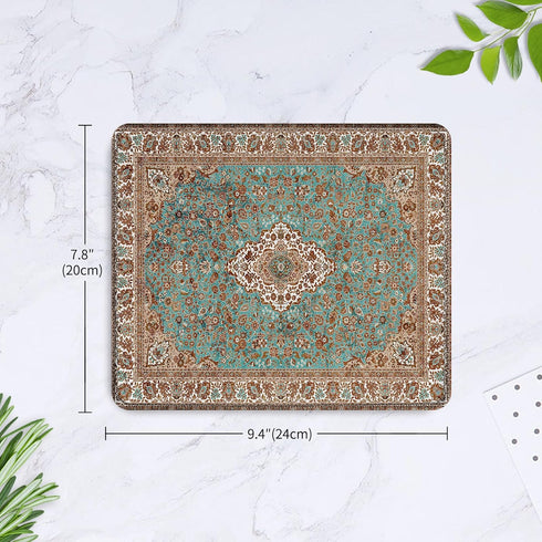 Seorsok Square Aesthetic Bohemian Vintage Mouse Pad, Waterproof Antique Ethnic Design, Non-Slip Rubber Base