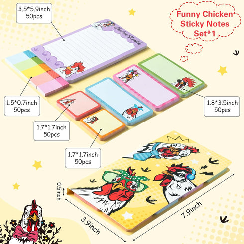 B1ykin Sticky Notes Set, Cartoon Theme Cute Self-Stick Notes Pad Gift, Memo Pages for Kids and Office