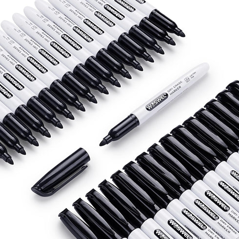 Fine Tip Dry Erase Markers, 76 Pack Black Low Odor Whiteboard Markers for Classroom and Office Use
