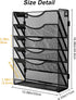 EasyPAG 5 Tier Mesh Office Organizer, Wall Mounted File Holder, Vertical Hanging Paper File Rack with White Label