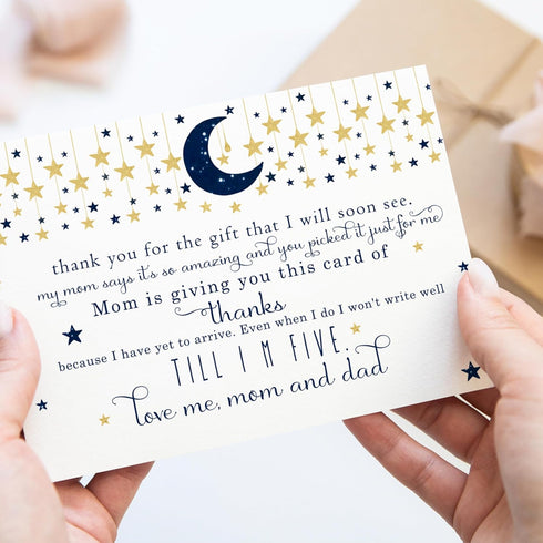 Twinkle Little Star Baby Shower Thank You Cards with Envelopes (25 Pack), Customizable Space for Handwritten Note