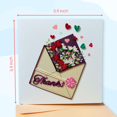 Quilling Cards, Thank You Card, Grateful Thankful Card Flower for Him, Her, Friend, Boss, Mom, Dad with Thank you