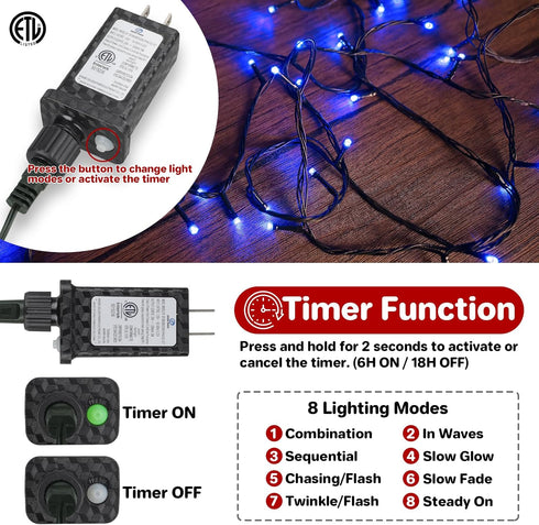 264Ft 800 8 Extra Long LED Christmas Lights with Timer, Green Wire Fairy Starry String Lights Plug in, Modes