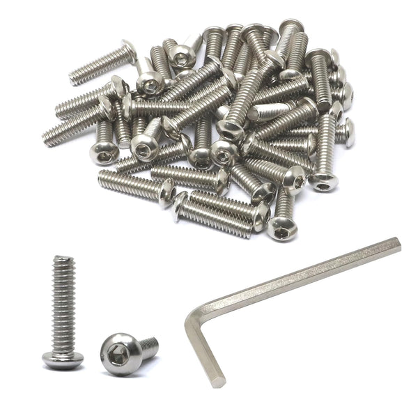 iexcell 50 Pcs 1/4-20 x 1 Stainless Steel 304 Hex Socket Button Head Cap Screws Bolts Kit