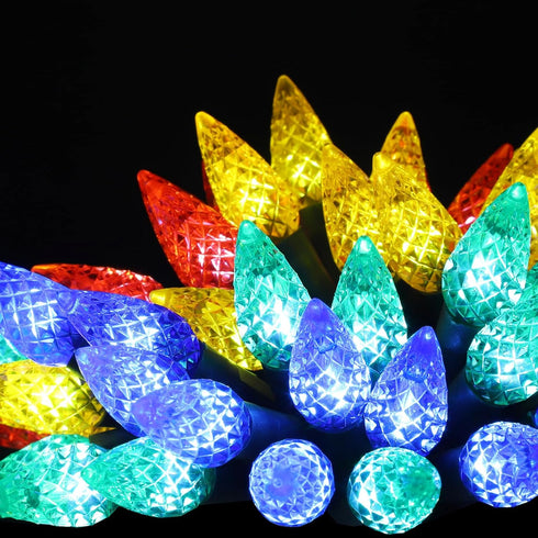 2 Pack 50 C6 8 23FT Leisure world Led Solar Outdoor Christmas Decorations, Modes Strawberry String Lights,Christmas
