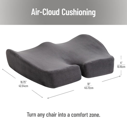 Mind Reader Air-Cloud Memory Foam Seat Cushion, Ergonomic Support for Lower Back, Coccyx, and Hip Pain Relief, Promotes