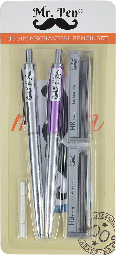 Mr. Pen 0.7 Mechanical Pencil - 2 Pack with Lead and Eraser, Automatic Pencil for School