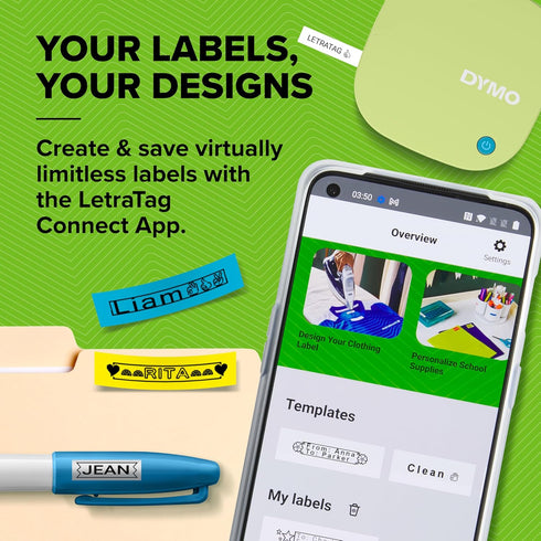 DYMO 200B 1 LetraTag Bluetooth Label Maker, Compact Label Printer, Connects Through Bluetooth Wireless Technology