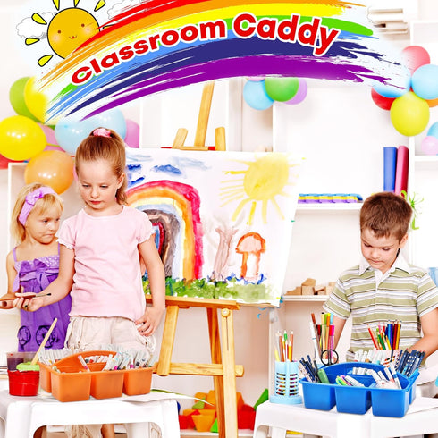 6 6-Pack ALINK Plastic Classroom Caddy with Compartments, Teacher Supply Storage Caddy Organizer for Classroom Supply