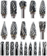 20 Pcs Carbide Burr Bits 1/8" Shank, Compatible with Dremel for Metal Grinding, Wood, Stone, Steel Carving