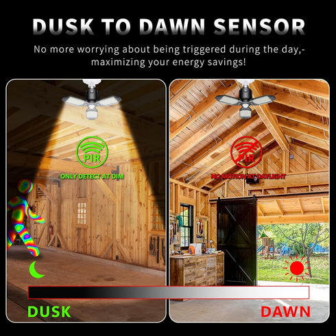 80W Bulb,Screw Barn,Basement(4Pack) Motion Sensor Garage Light, Garage Lights Ceiling Led Motion Activated,Dusk to Dawn