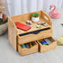 Hacaroa 3 Tier Bamboo Desktop Organizer with 3 Drawers, Portable Craft Box Cosmetic Storage for Office Supplies