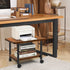 Under Desk Printer Stand, 2-Tier Mobile Printer Table with Storage Shelf, Heavy Duty Wood Rolling Cart for Home, Office