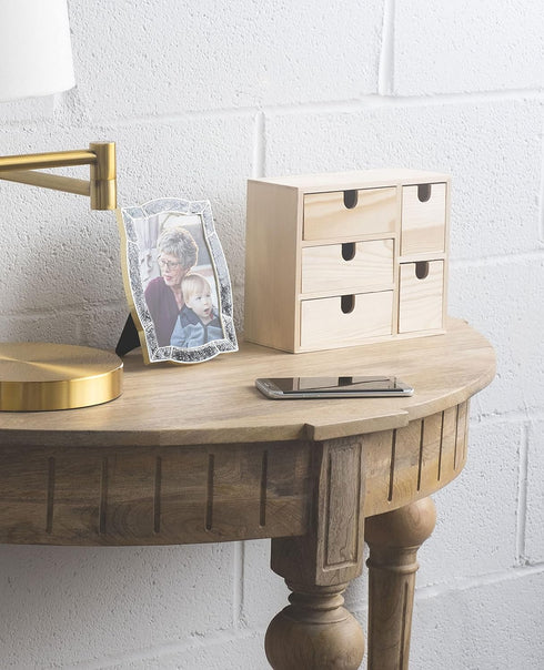 brightmaison BGT Capri Desk Organizer - Small Wooden Box for Office Supplies, Sewing Kit & Jewelry Box, Unfinished Wood