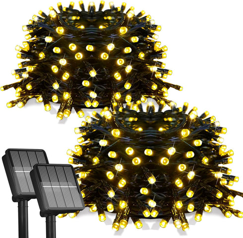 Flechllary 2 Pack-Solar String Lights, 78Ft 200 LED Solar Lights Outdoor with 8
