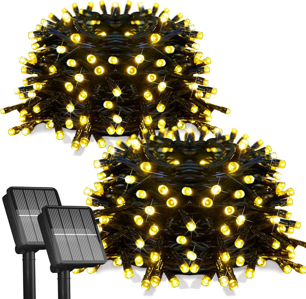 Flechllary 2 Pack-Solar String Lights, 78Ft 200 LED Solar Lights Outdoor with 8