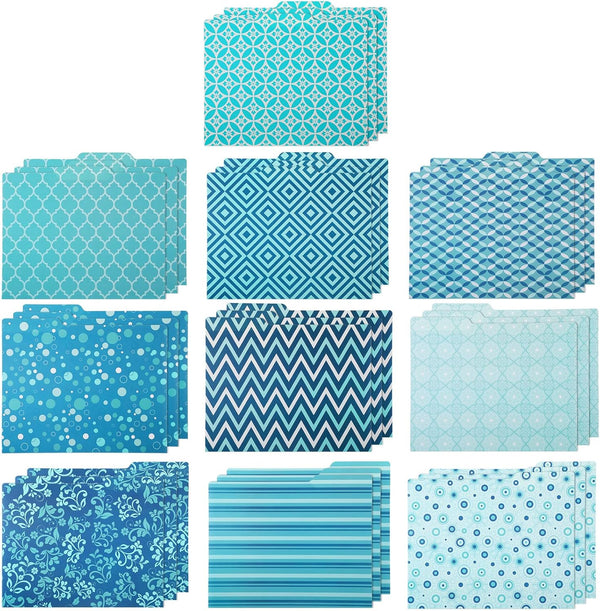 Estune 30 Pcs Decorative File Folders, Letter Size, Colored Manilla with 1/3-Cut Tabs, Assorted Style