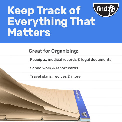 Find It File Folder Notepad - Manila - Pack of 12 - 9.5 x 12.5 Inch Notebook Organizer for Filing and Document