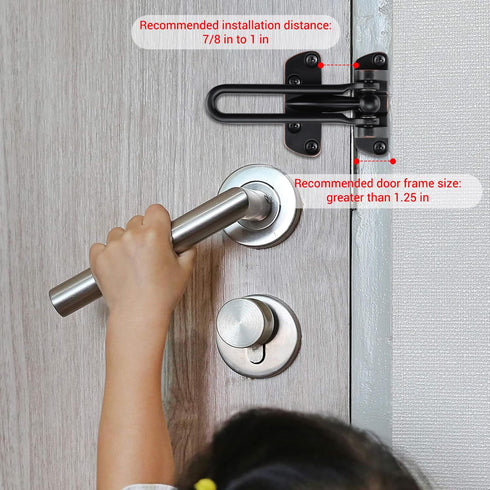 WellMade Bronze1 Pack) Swing Bar Door Lock Latch,Door Security Latch for Kids Safety and Home Security, Reinforcement