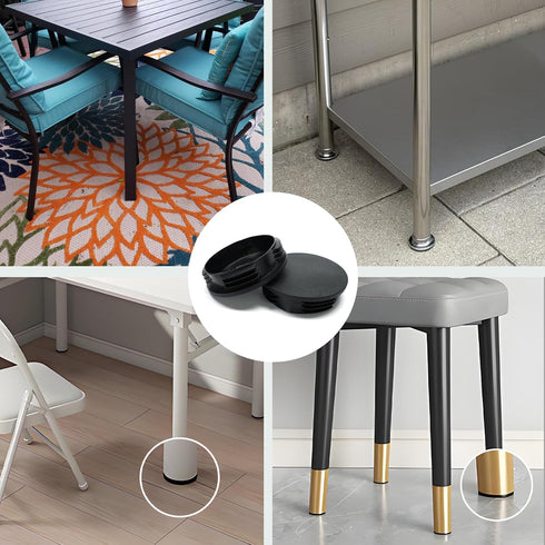 1-1/2" (38mm) 12 EASYEAH Plastic Hole Plugs Black -Round Chair Leg Caps, Flush Mount Pipe Plugs, Tubing End Caps