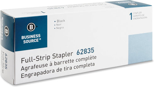Business Source 62835 Stapler, Black, Full Strip, Plastic Body, 20 Sht /210 Cap.