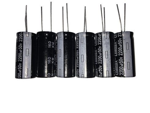 2200uF 50V Aluminum Electrolytic Capacitors, 16X30 +/-20%, 6 PCS, -40-+105?