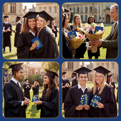 Dunzoom 120 Sets 2026 Graduation Thank You Cards Bulk Blue Gold Foil Blank Greeting Cards with Envelopes & Stickers