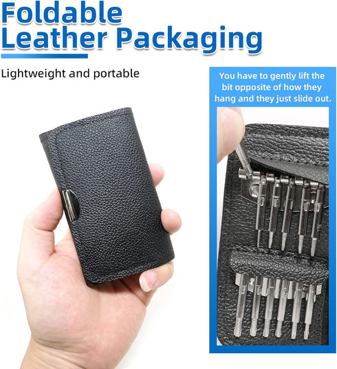 YOUMI Precision Screwdriver Set - 25-1 Tool Repair Kit with Leather Case for iPhone, MacBook, and More