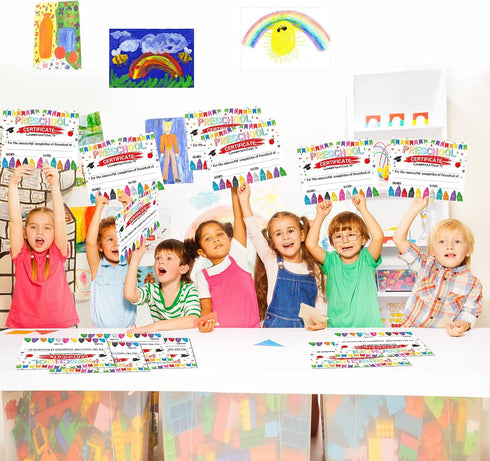 Yisong 35 8.5 11 Inch Pcs Preschool Diploma, Colorful Preschool Graduation Award Certificate Classroom Activities
