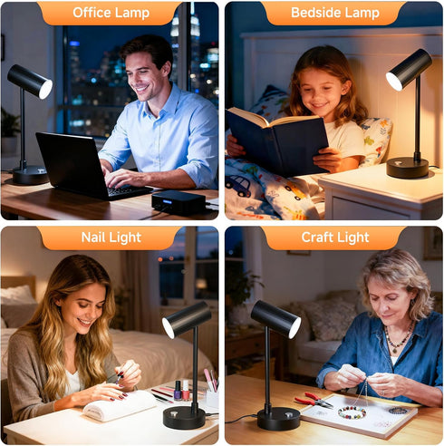 Dimmable 3 ShineTech LED Desk Lamp for Home Office, Table Lamp with Color Modes & Adjustable Brightness, USB-C Port
