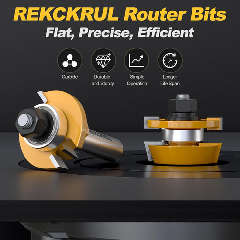 2PCS Set, 1/2 Inch Set (3/8 Inch 7/8 Inch Bevel Shaker Rail and Stile Router Bit Carbide-Tipped Cabinet Door Router Bit