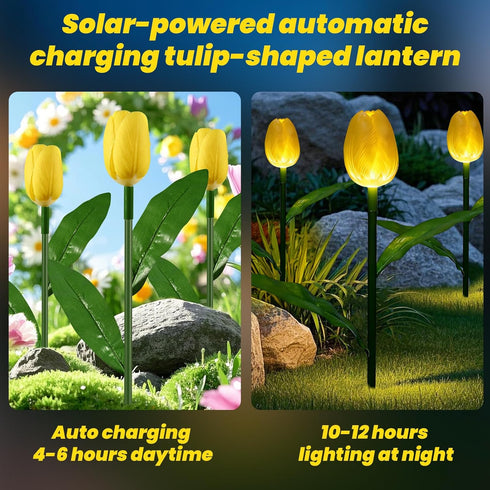 X-GiftKey 6PACKS Outdoor Solar Lights Waterproof - Brighter Tulip Flowers with Garden Gifts Stake Lights Decor,Yard