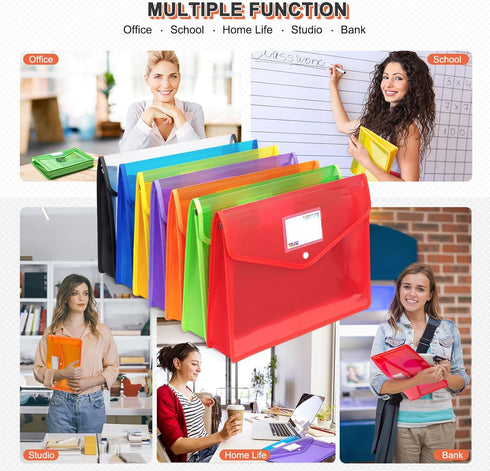 Waterproof Transparent Plastic File Folders, Expandable File Organiser - Large Capacity A4B4 File Wallet for