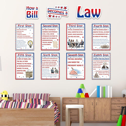 party greeting 11pcs American Bill and Law Bulletin Board Set, US Government History Decor for Middle School Classroom
