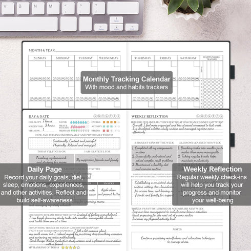 91-Day Mental Health Journal, Self Care Journal for Women Men, Guided Anxiety & Stress Relief Journal with Mood
