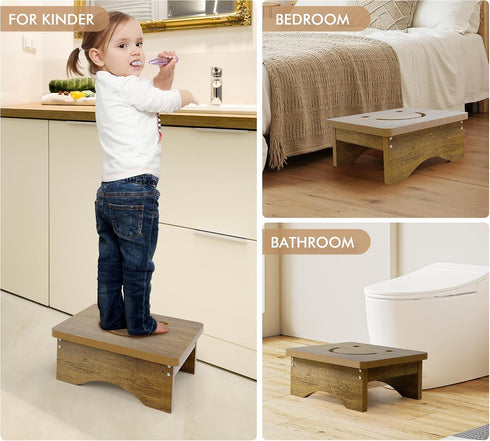 5.6" Y&M One Step Stool for Adults & Seniors, Waterproof HDPE Bedside Support Step Stool with Non-Slip Foot, Heavy Duty