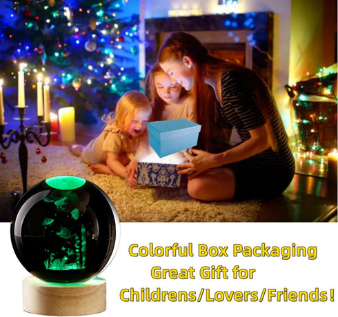 Conalisk 3D Light,16 Light,Dimmable Underwater World Crystal Ball Lamp,Lifelike LED Fish Crystal Night Colors Changing