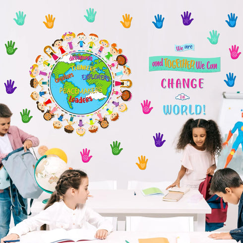 Tinlade 67 Pcs One World Together We Can Change The World Bulletin Board Set for Classroom