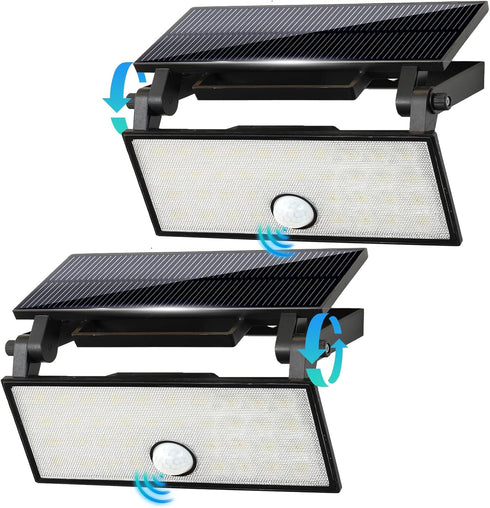 Solar Motion Lights Outdoor 2 Pack, Exterior Motion Light 3 Lighting Modes