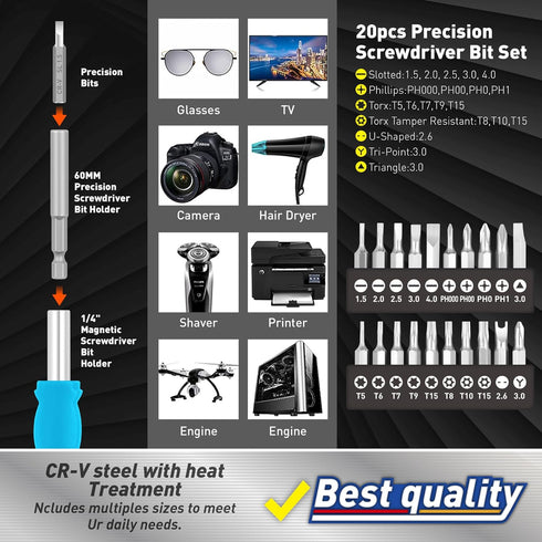 258-Piece Set,Chrome Set, set, Amartisan Ultimate Screwdriver Bit Vanadium Steel Driver Bit Security bit Includes Bits