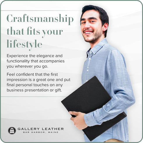 Gallery Leather 3 Ring Binder with Plastic Sleeves, Includes 10 Sheets, 8.5" x 11" Presentation Binder